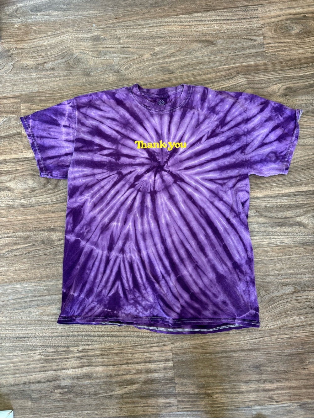 Purple Tie-Dye 'Thank You' Graphic Tee - Men's Large T-Shirt